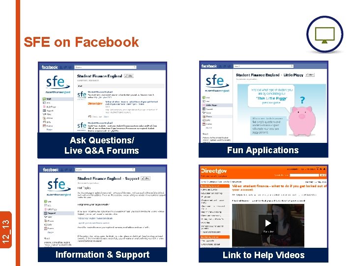 SFE on Facebook Fun Applications Information & Support Link to Help Videos 12_13 Ask