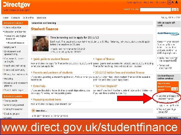 12_13 www. direct. gov. uk/studentfinance 