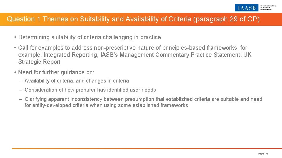 ma Question 1 Themes on Suitability and Availability of Criteria (paragraph 29 of CP)