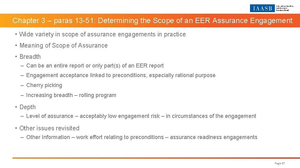 Chapter 3 – paras 13 -51: Determining the Scope of an EER Assurance Engagement