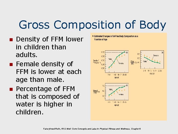 Gross Composition of Body n n n Density of FFM lower in children than