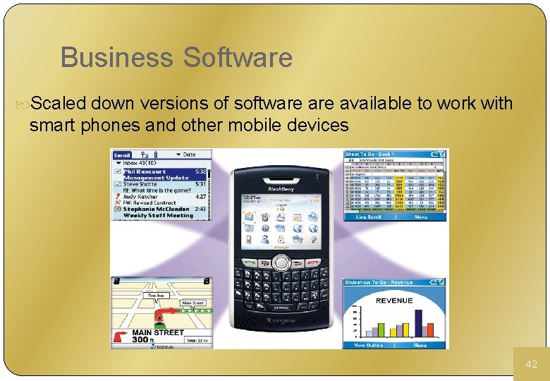 Business Software Scaled down versions of software available to work with smart phones and