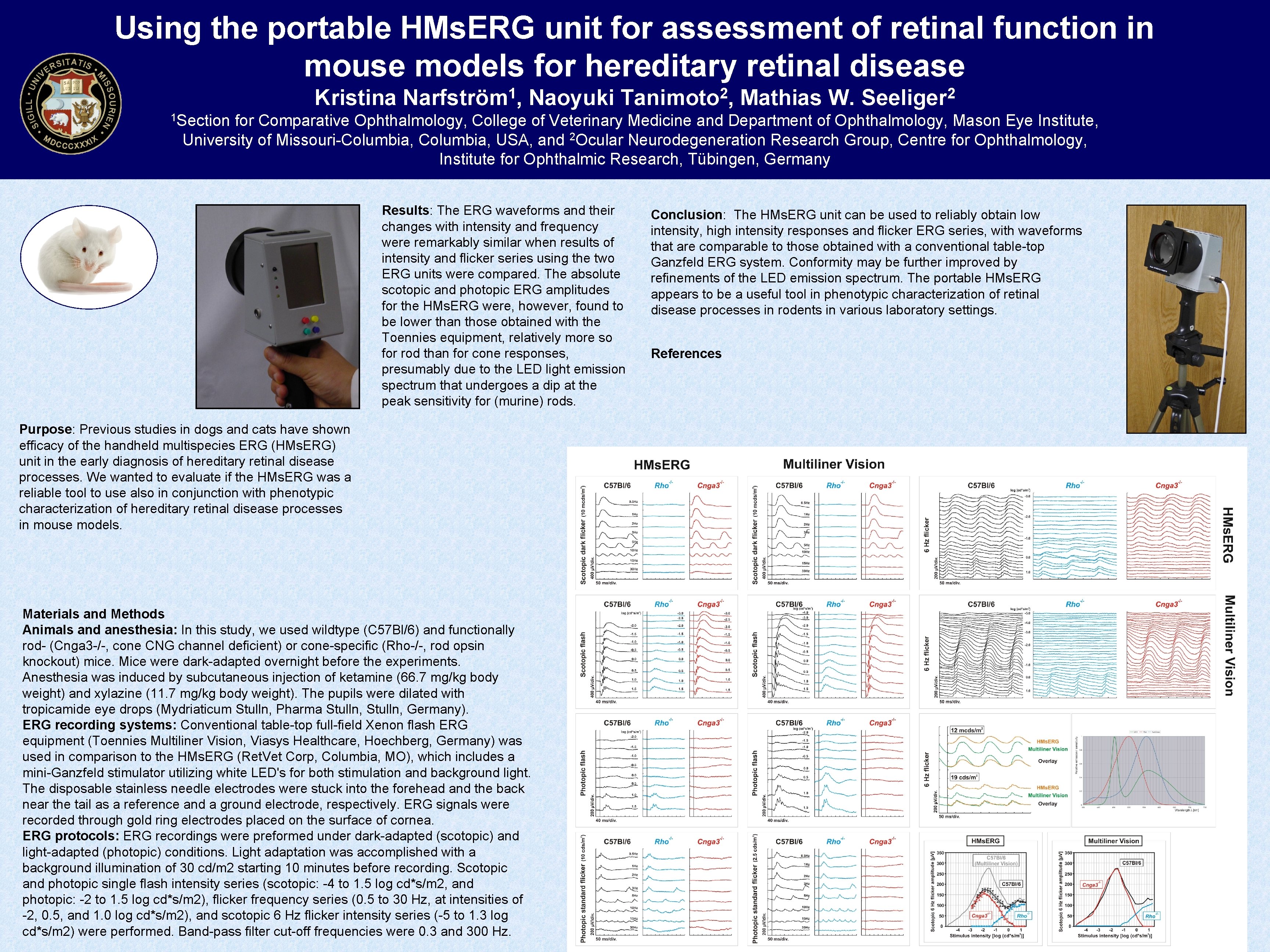 Using the portable HMs. ERG unit for assessment of retinal function in mouse models