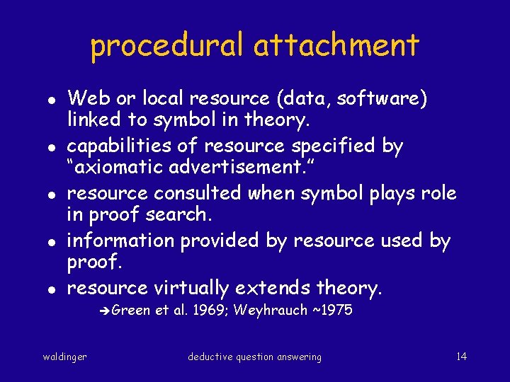 procedural attachment l l l Web or local resource (data, software) linked to symbol