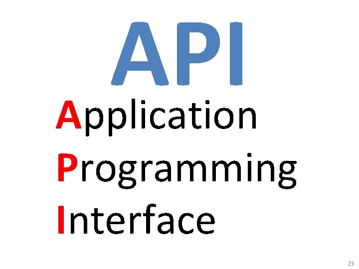 API Application Programming Interface 23 