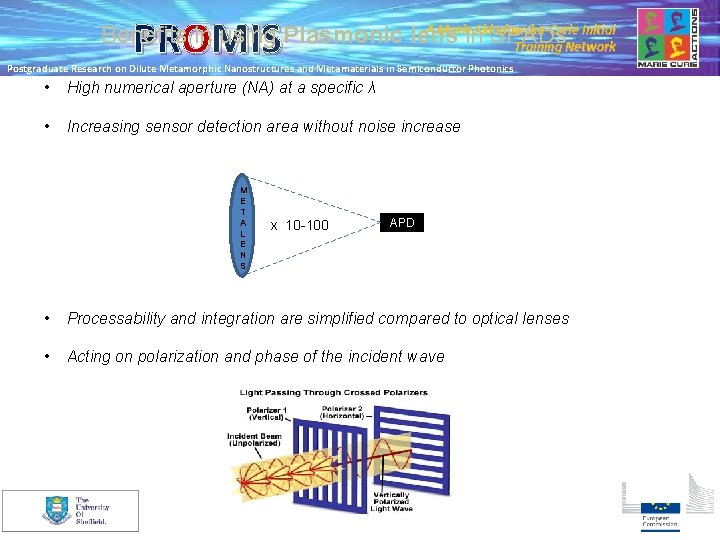 PROMIS A Marie Skłodowska-Curie Initial Benefits in using Plasmonic lens in SPADs Training Network