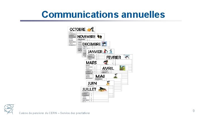Communications annuelles Caisse de pensions du CERN – Service des prestations 9 