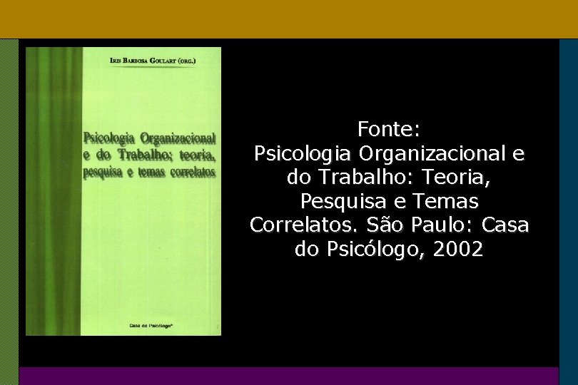 Fonte: Psicologia Organizacional e do Trabalho: Teoria, Pesquisa e Temas Correlatos. São Paulo: Casa