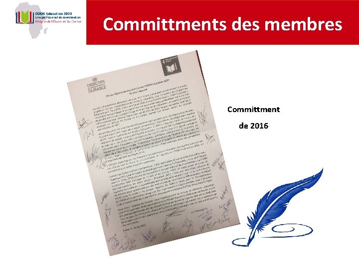 Committments des membres Committment de 2016 Cible 4. 7 