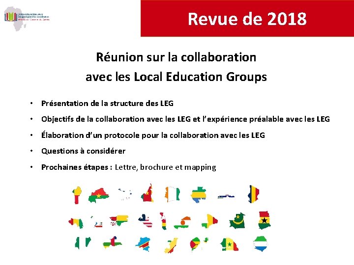 Revue de 2018 Réunion sur la collaboration avec les Local Education Groups • Présentation