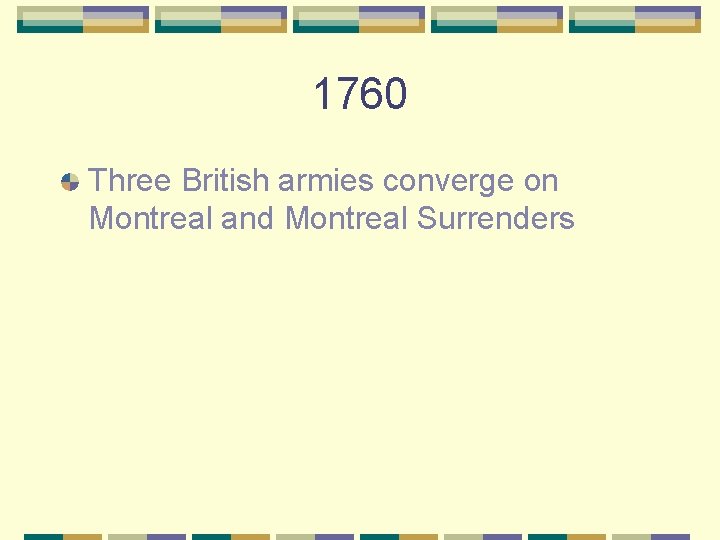 1760 Three British armies converge on Montreal and Montreal Surrenders 
