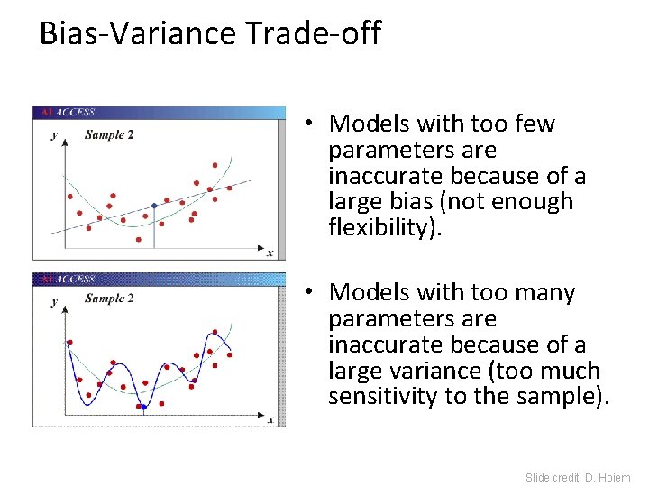 Bias-Variance Trade-off • Models with too few parameters are inaccurate because of a large