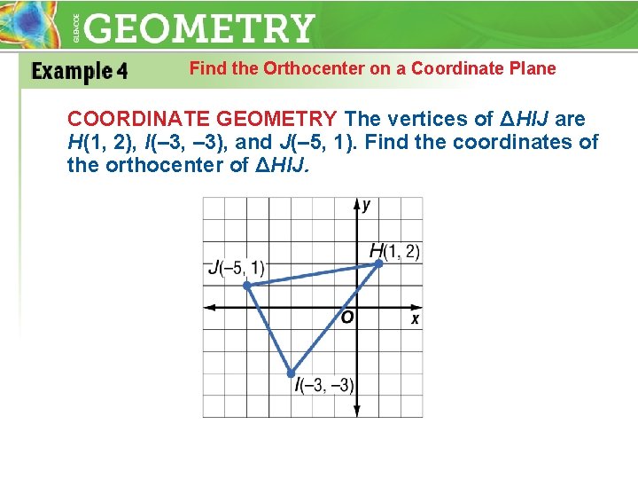 Find the Orthocenter on a Coordinate Plane COORDINATE GEOMETRY The vertices of ΔHIJ are