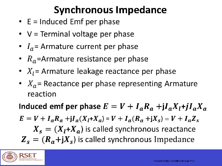 • Synchronous Impedance 