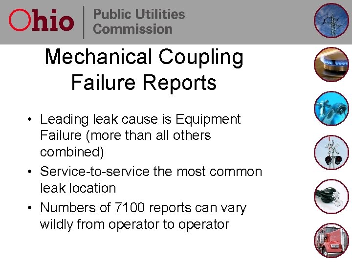 Mechanical Coupling Failure Reports • Leading leak cause is Equipment Failure (more than all