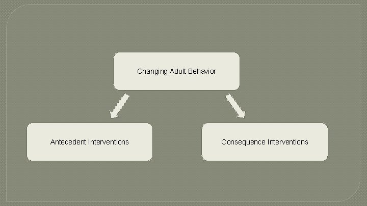 Changing Adult Behavior Antecedent Interventions Consequence Interventions 