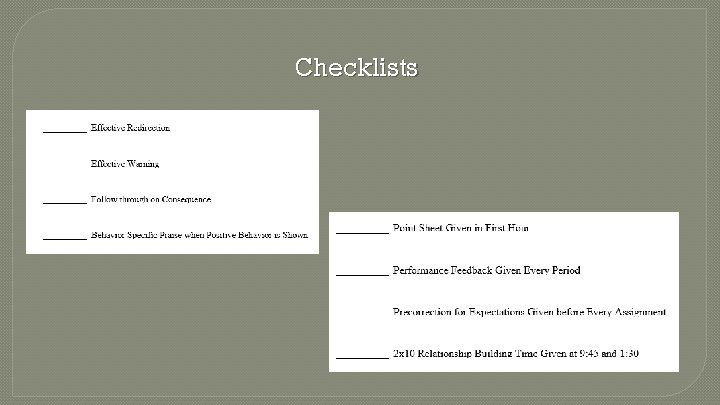 Checklists 