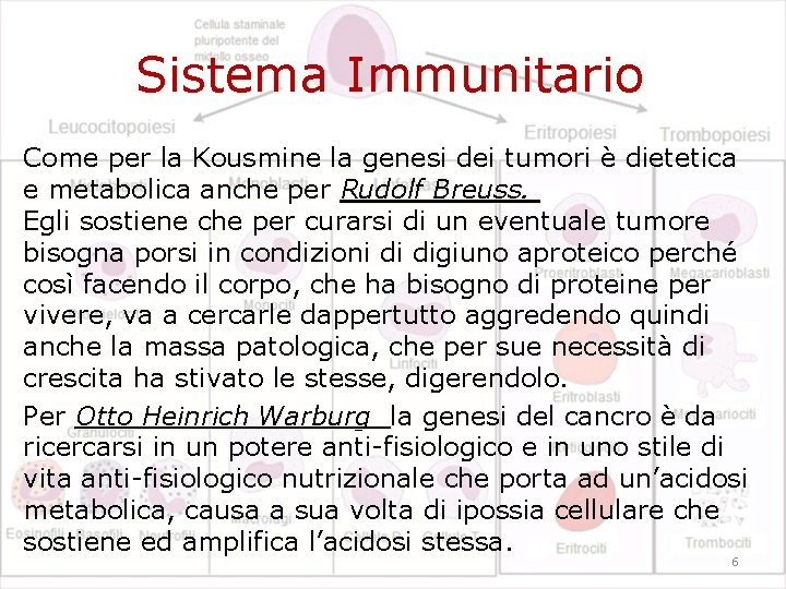 Sistema Immunitario Come per la Kousmine la genesi dei tumori è dietetica e metabolica