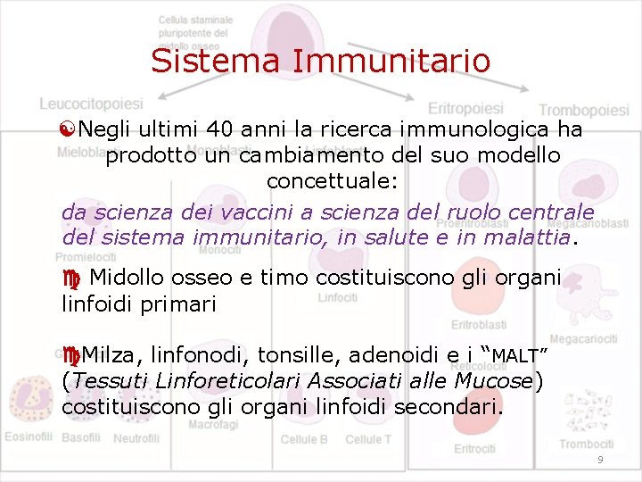 Sistema Immunitario Negli ultimi 40 anni la ricerca immunologica ha prodotto un cambiamento del