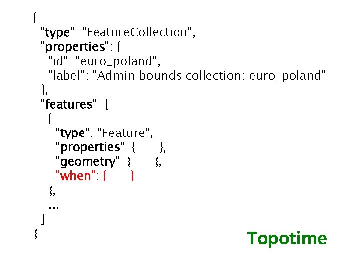 { } "type": "Feature. Collection", "properties": { "id": "euro_poland", "label": "Admin bounds collection: euro_poland"