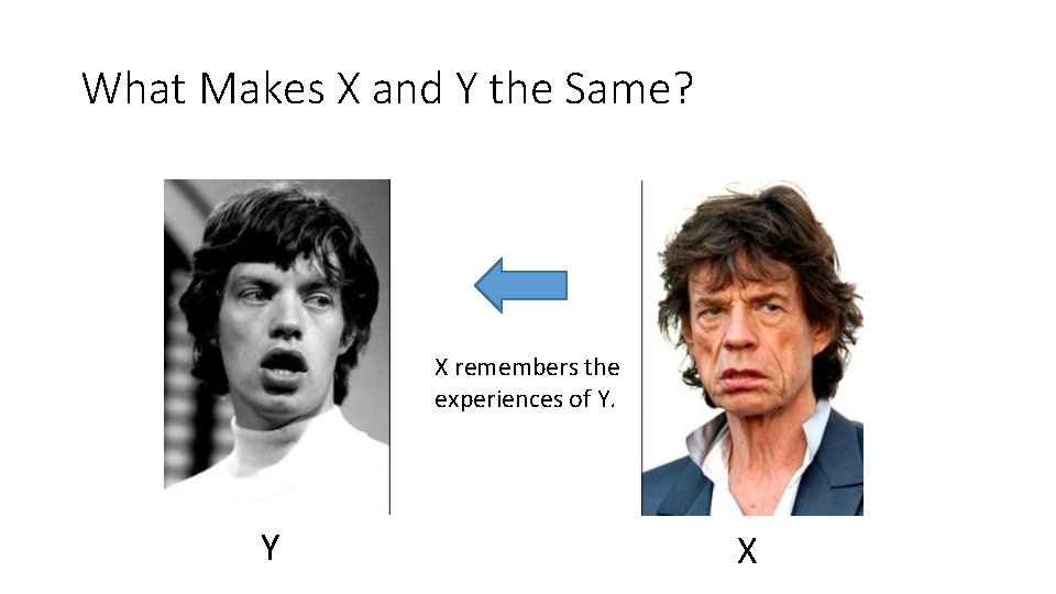 What Makes X and Y the Same? X remembers the experiences of Y. Y