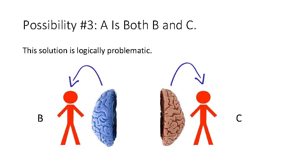 Possibility #3: A Is Both B and C. This solution is logically problematic. B