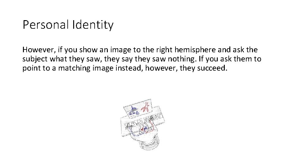 Personal Identity However, if you show an image to the right hemisphere and ask