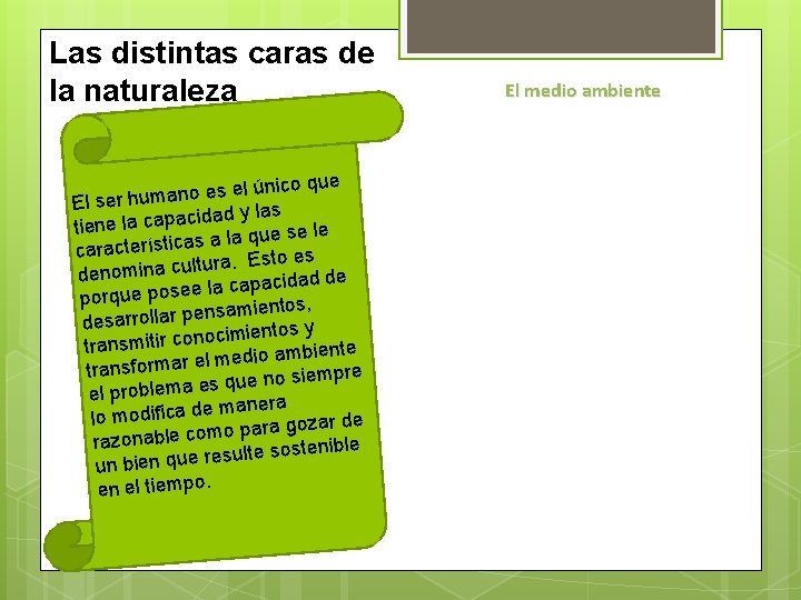 Las distintas caras de la naturaleza l único que e s e o n