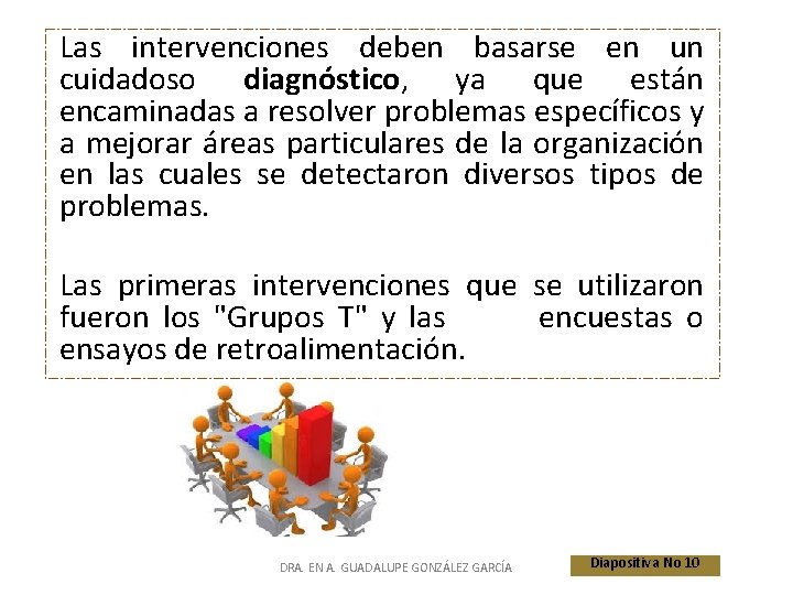 Las intervenciones deben basarse en un cuidadoso diagnóstico, ya que están encaminadas a resolver