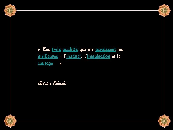  « Les trois qualités qui me paraissent les meilleures : l'instinct, l'imagination et