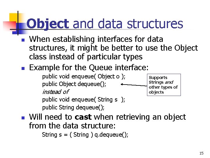Data Structures and Java CS 105 Data structure