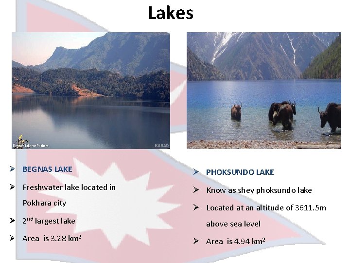 Lakes Ø BEGNAS LAKE Ø PHOKSUNDO LAKE Ø Freshwater lake located in Ø Know