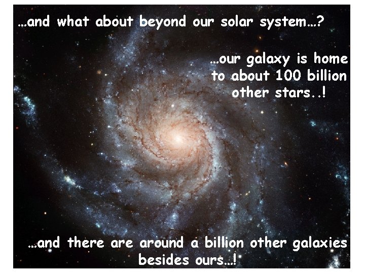 …and what about beyond our solar system…? …our galaxy is home to about 100