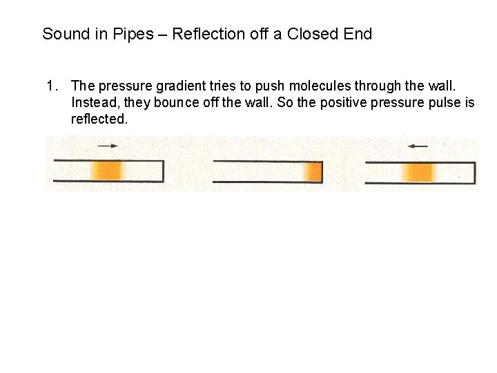 Sound in Pipes – Reflection off a Closed End 1. The pressure gradient tries