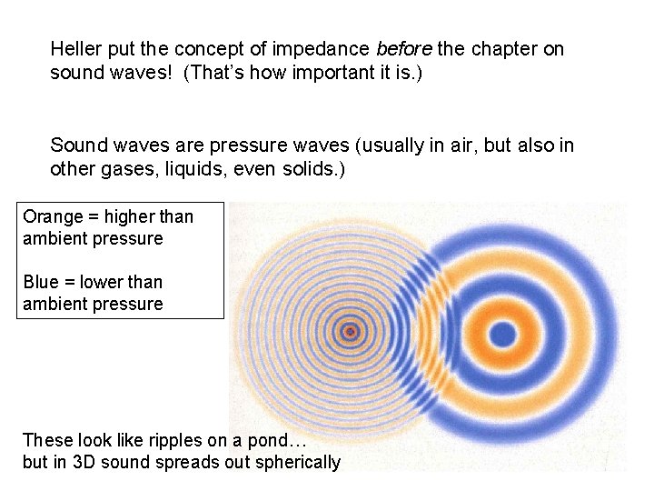 Heller put the concept of impedance before the chapter on sound waves! (That’s how