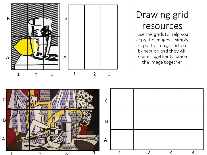 B Drawing grid resources B use the grids to help you copy the images