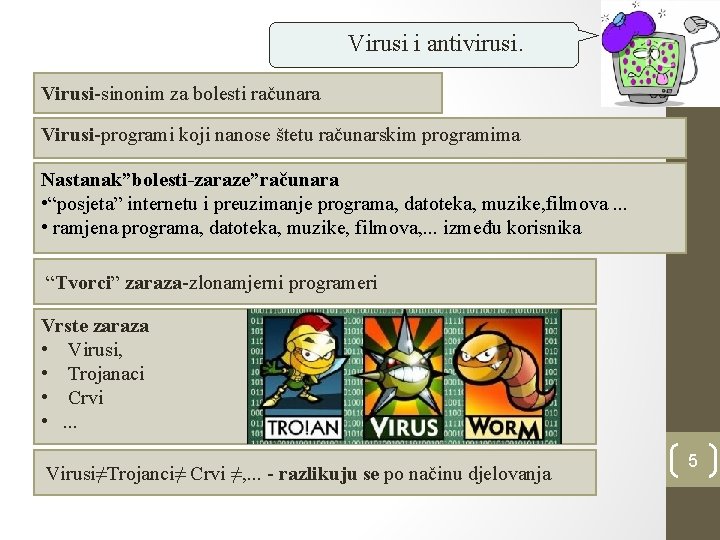 Virusi i antivirusi. Virusi-sinonim za bolesti računara Virusi-programi koji nanose štetu računarskim programima Nastanak”bolesti-zaraze”računara