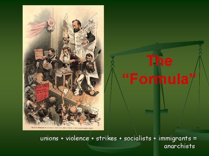 The “Formula” unions + violence + strikes + socialists + immigrants = anarchists 