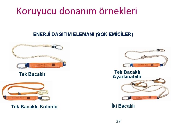 Koruyucu donanım örnekleri ENERJİ DAĞITIM ELEMANI (ŞOK EMİCİLER) Tek Bacaklı, Kolonlu Tek Bacaklı Ayarlanabilir