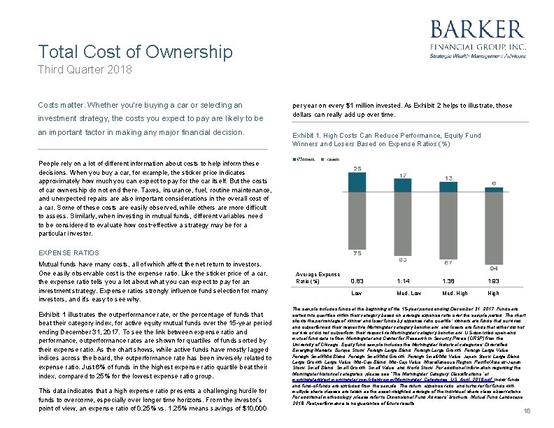 Total Cost of Ownership Third Quarter 2018 Costs matter. Whether you’re buying a car