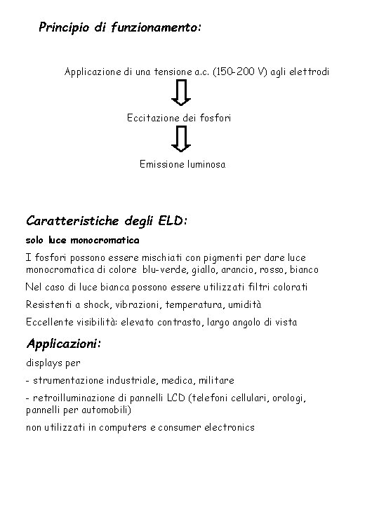 Principio di funzionamento: Applicazione di una tensione a. c. (150 -200 V) agli elettrodi