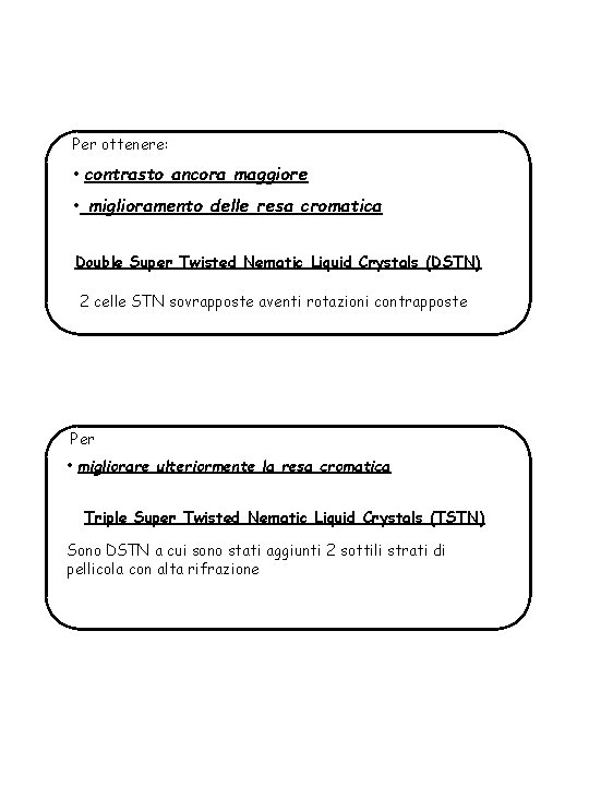 Per ottenere: • contrasto ancora maggiore • miglioramento delle resa cromatica Double Super Twisted