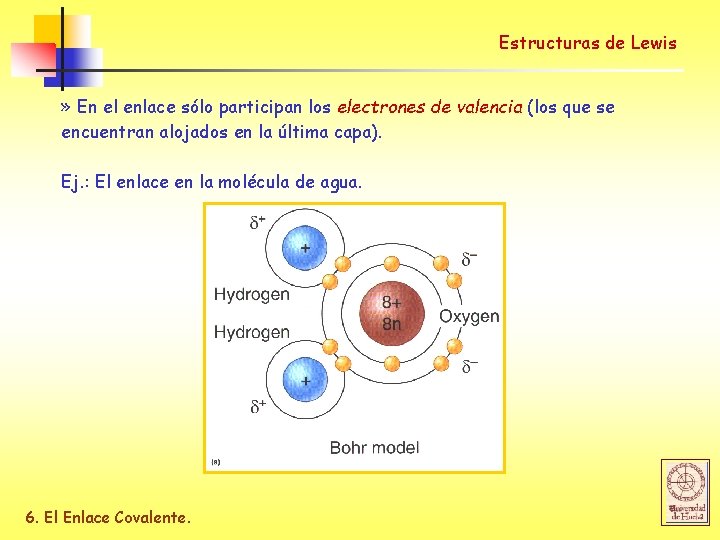 Estructuras de Lewis » En el enlace sólo participan los electrones de valencia (los