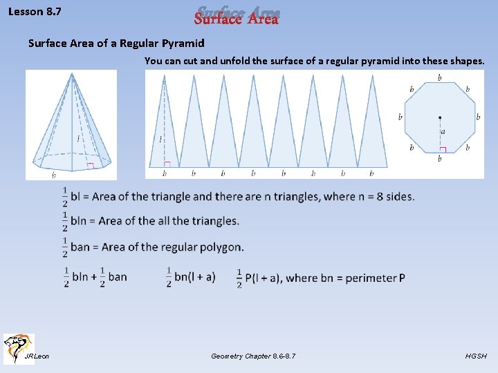 Lesson 8. 7 Surface Area of a Regular Pyramid You can cut and unfold