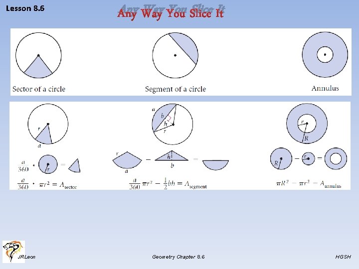 Lesson 8. 6 JRLeon Any Way You Slice It Geometry Chapter 8. 6 HGSH