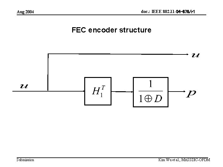 Aug 2004 doc. : IEEE 802. 11 -04 -878/r 1 FEC encoder structure Submission