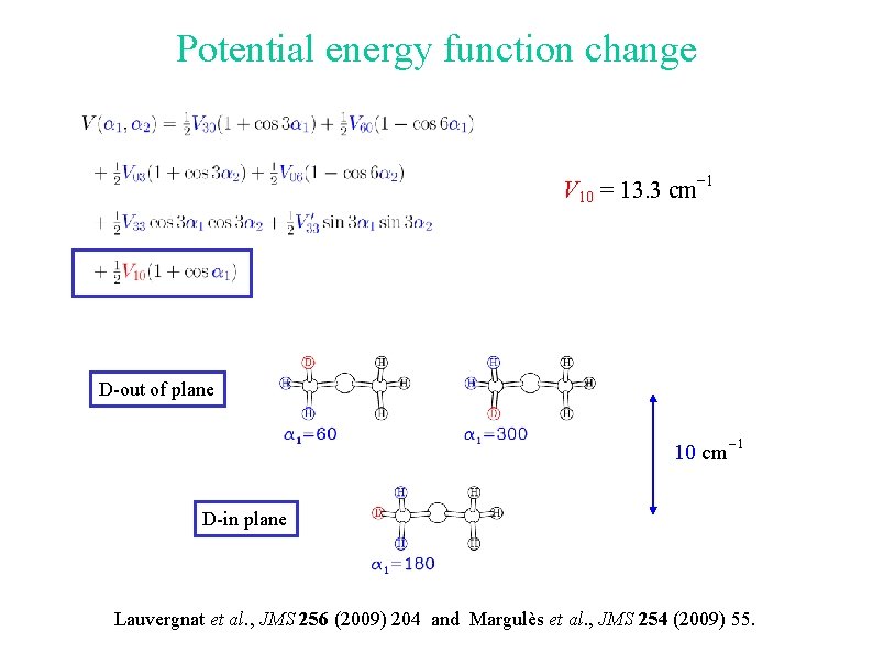 Potential energy function change V 10 = 13. 3 cm-1 D-out of plane 10