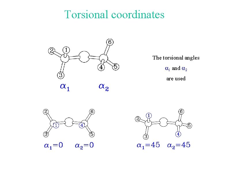 Torsional coordinates The torsional angles a 1 and a 2 are used 