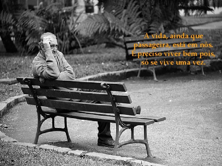 A vida, ainda que passageira, está em nós. É preciso viver bem pois, só