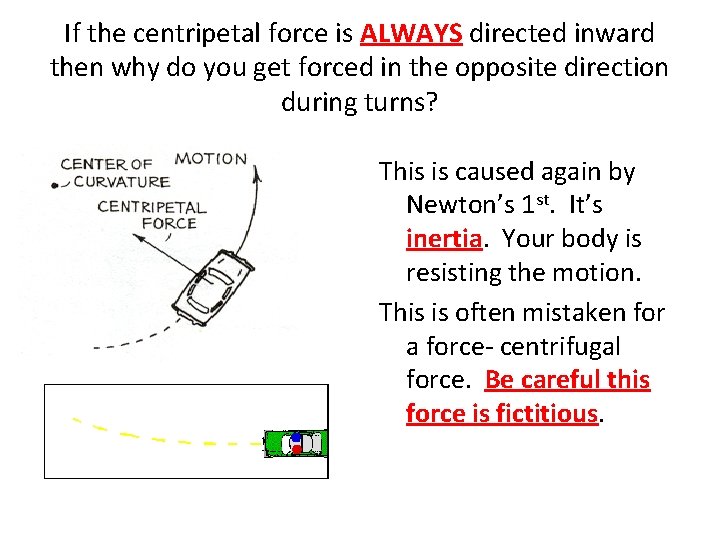 If the centripetal force is ALWAYS directed inward then why do you get forced